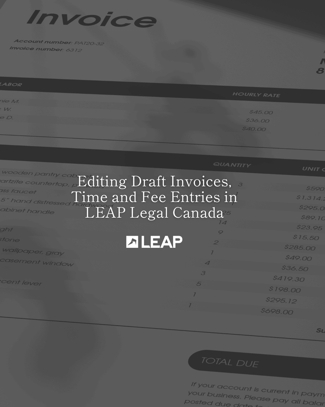 editing draft invoices and WIP in Leap Legal !